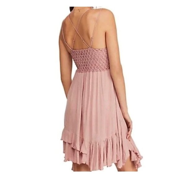 FREE PEOPLE ADELLA LACE MINI DRESS, RUFFLE STRAPPY, SUMMER, COTTAGECORE, FEMININ - Picture 3 of 7